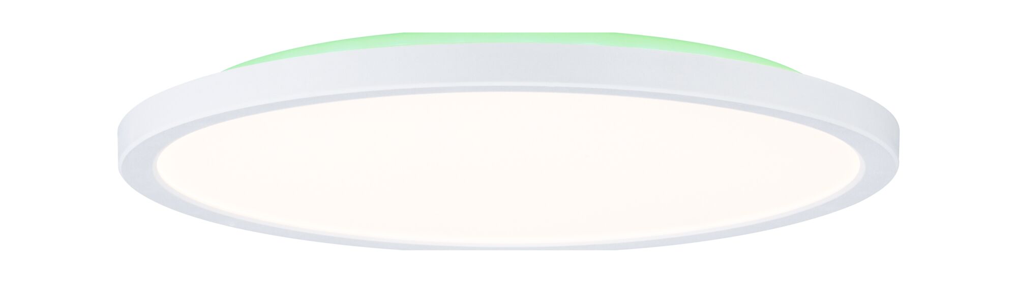 Rund hvid LED-loftslampe med grøn kant til energieeffektiv belysning