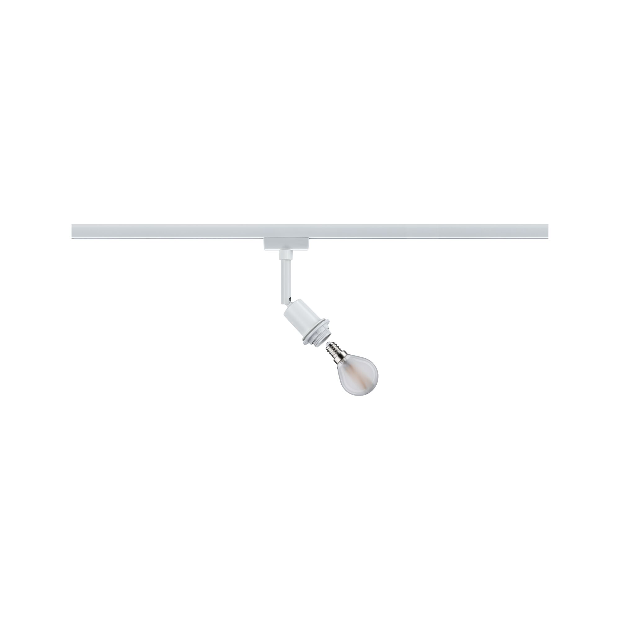 White track spotlight with adjustable lamp and bulb for flexible LED lighting in interiors
