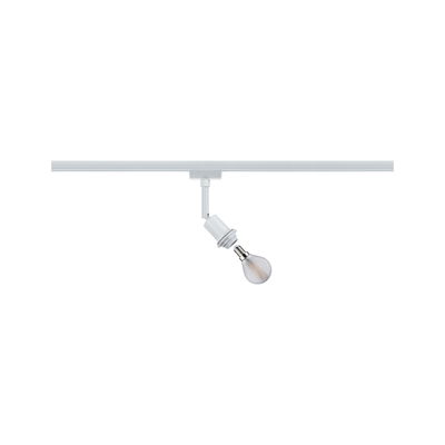 White track spotlight with adjustable lamp and bulb for flexible LED lighting in interiors