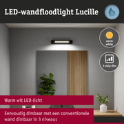 Zwarte LED-wandflitser Lucille met warm wit licht en 3-traps dimfunctie voor binnenverlichting
