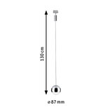 Krom pendellampe kugle med 130 cm længde og 87 mm diameter til moderne belysning