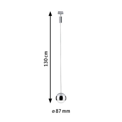 Krom pendellampe kugle med 130 cm længde og 87 mm diameter til moderne belysning