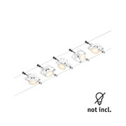 Weißes LED-Seilsystem mit verstellbaren Strahlern für moderne Raumbeleuchtung ohne Leuchtmittel
