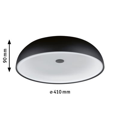 Plafonnier rond avec cadre en métal noir et diffuseur blanc, diamètre 410 mm