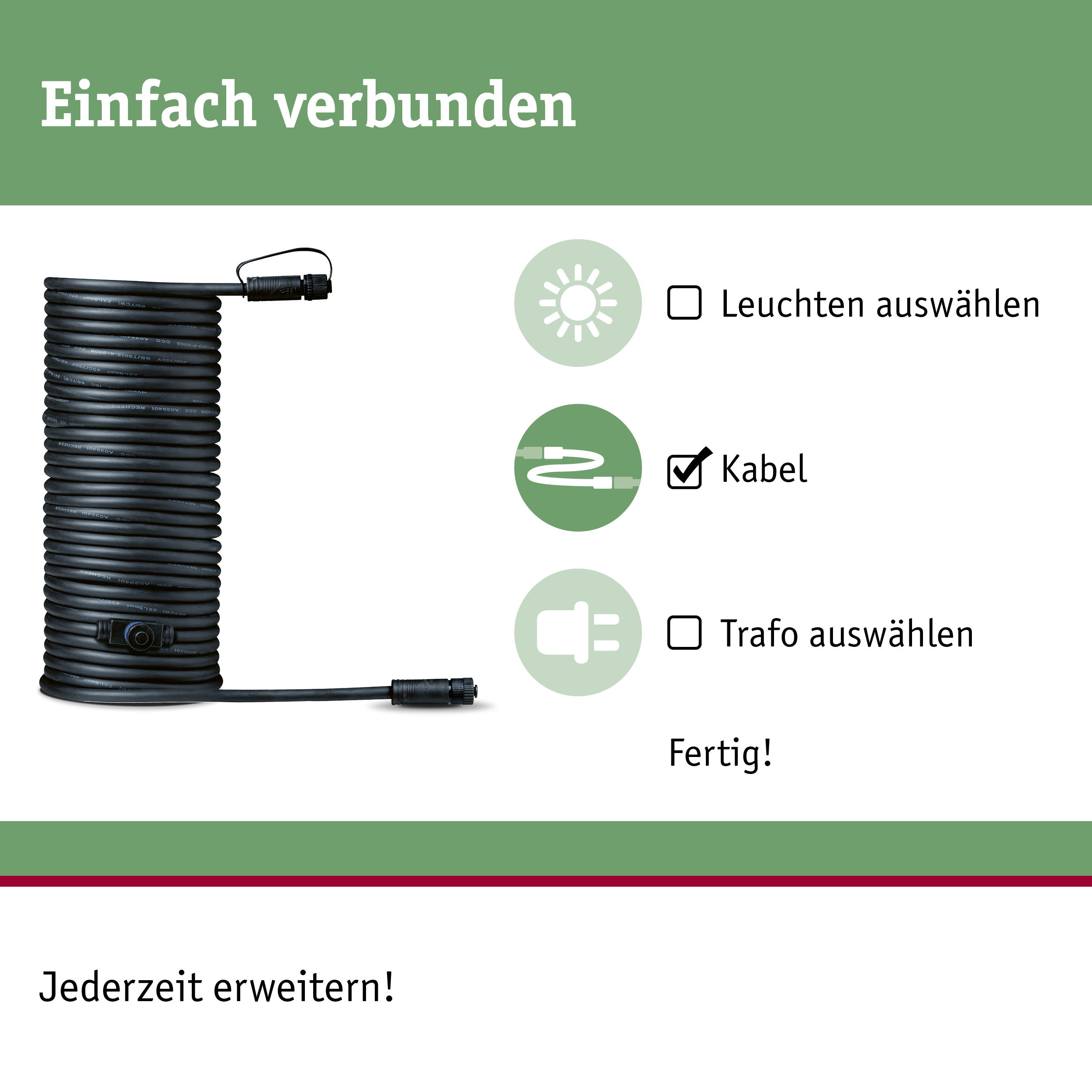 Schwarzes Verlängerungskabel mit Steckverbindung für flexible Beleuchtungslösungen und Kabelmanagement