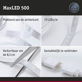 MaxLED 500 LED-strip met 72 LEDs/m, plakband aan achterkant, verkortbaar om de 8,3 cm, eenvoudig te verbinden
