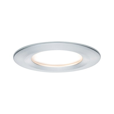 Round LED recessed light in brushed silver aluminum for energy-efficient room lighting