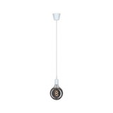 Modern pendant light with white cable and smoked glass bulb for stylish room lighting
