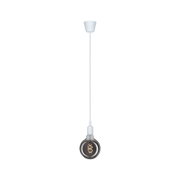 Suspension moderne avec câble blanc et ampoule en verre fumé pour un éclairage élégant