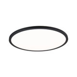 Round LED ceiling light with black metal frame and white diffuser for modern room lighting