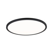 Round LED ceiling light with black metal frame and white diffuser for modern room lighting
