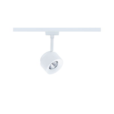 White metal LED spotlight on track system for flexible indoor lighting solutions