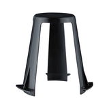 Black plastic tripod stand with three legs for LED lighting systems, stable and durable.