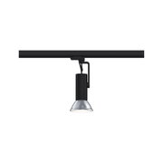 Black track light with silver metal reflector for modern indoor lighting solutions