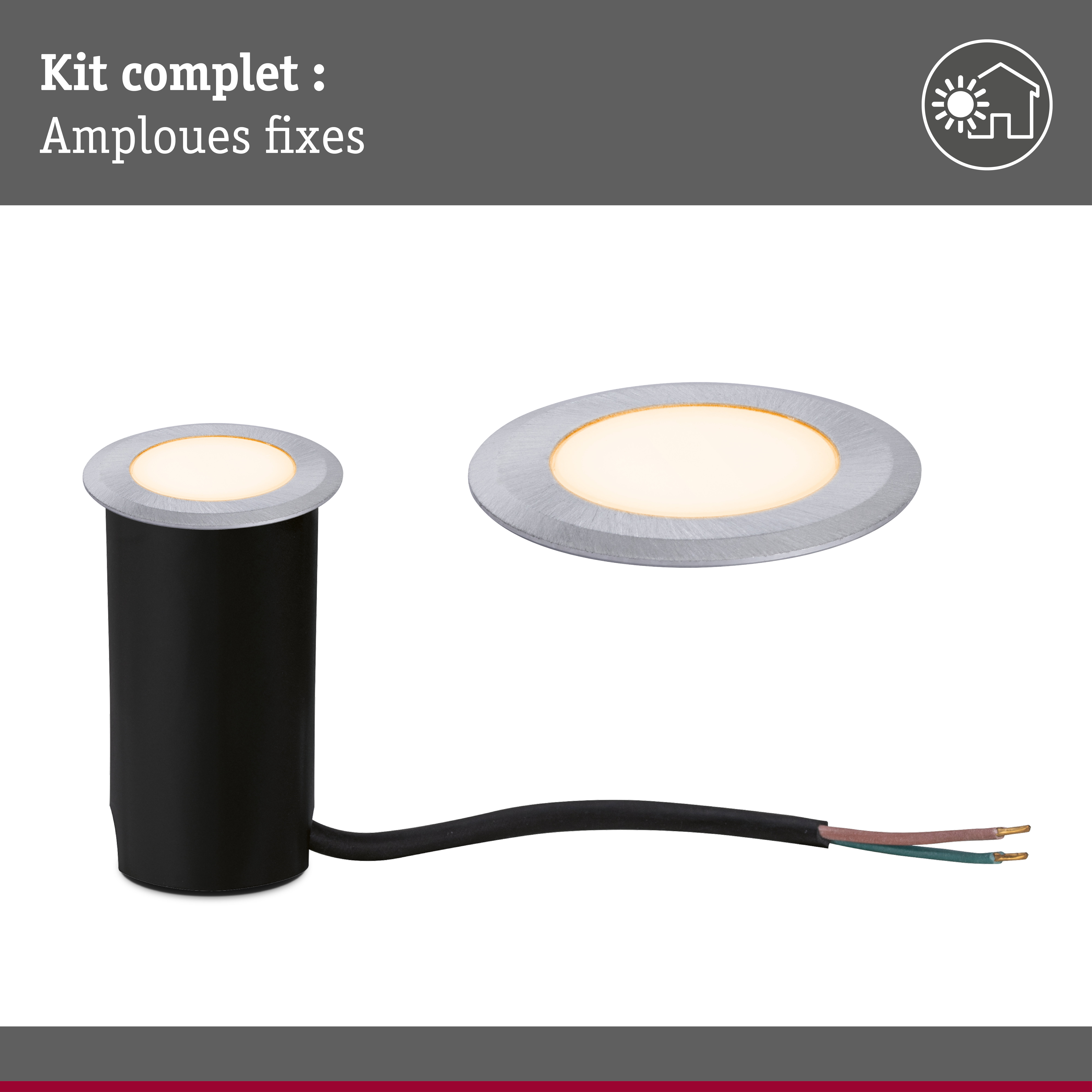 Encastré de sol LED Floor favorable aux insectes IP67 rond 50mm 2200K 2,2W 60lm 230V Alu Matière plastique/Métal