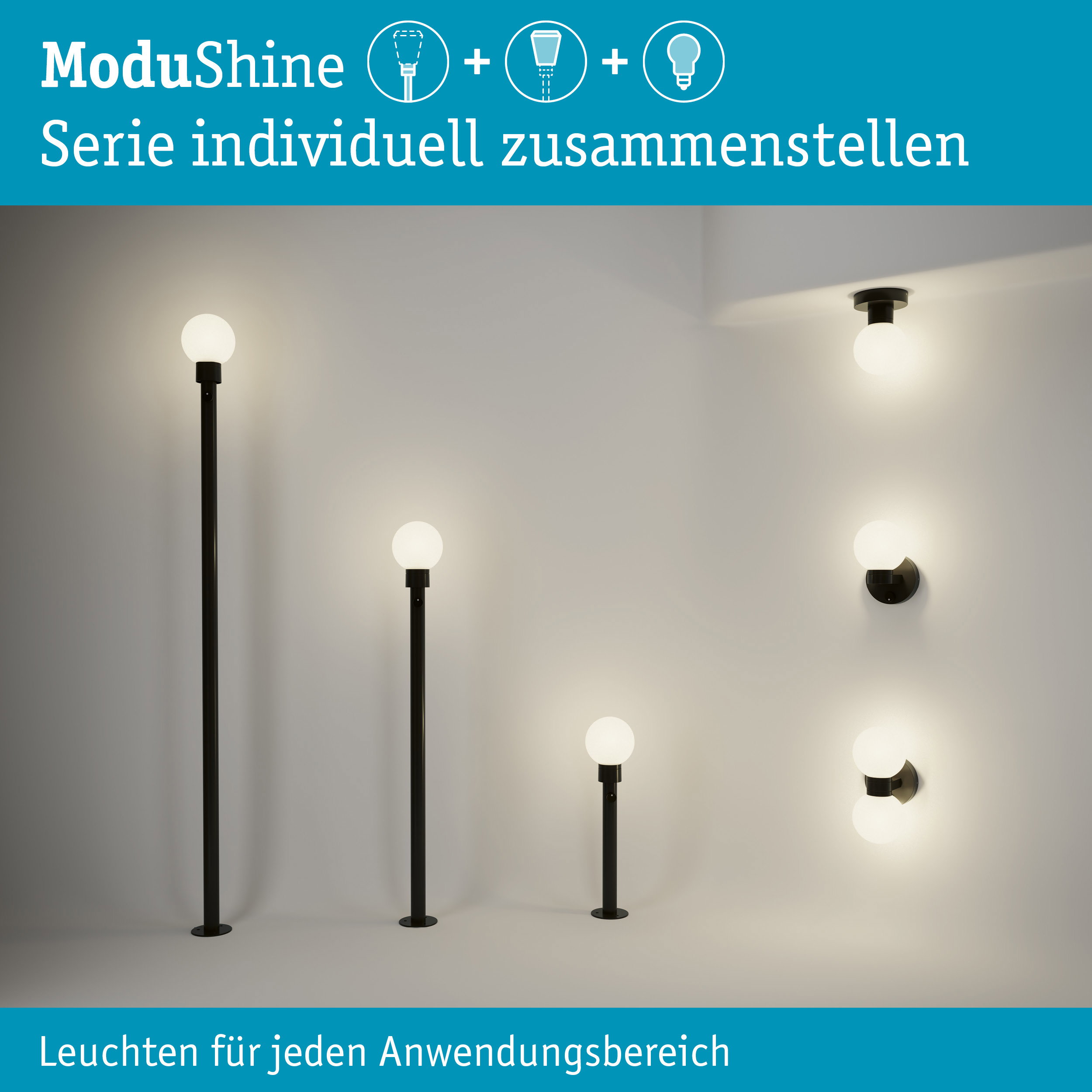 Set ModuShine Poller Taleno Klein mit Sensor Anthrazit
