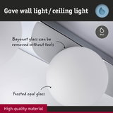 White Gove wall light with frosted opal glass and IP44 rating for bathroom lighting