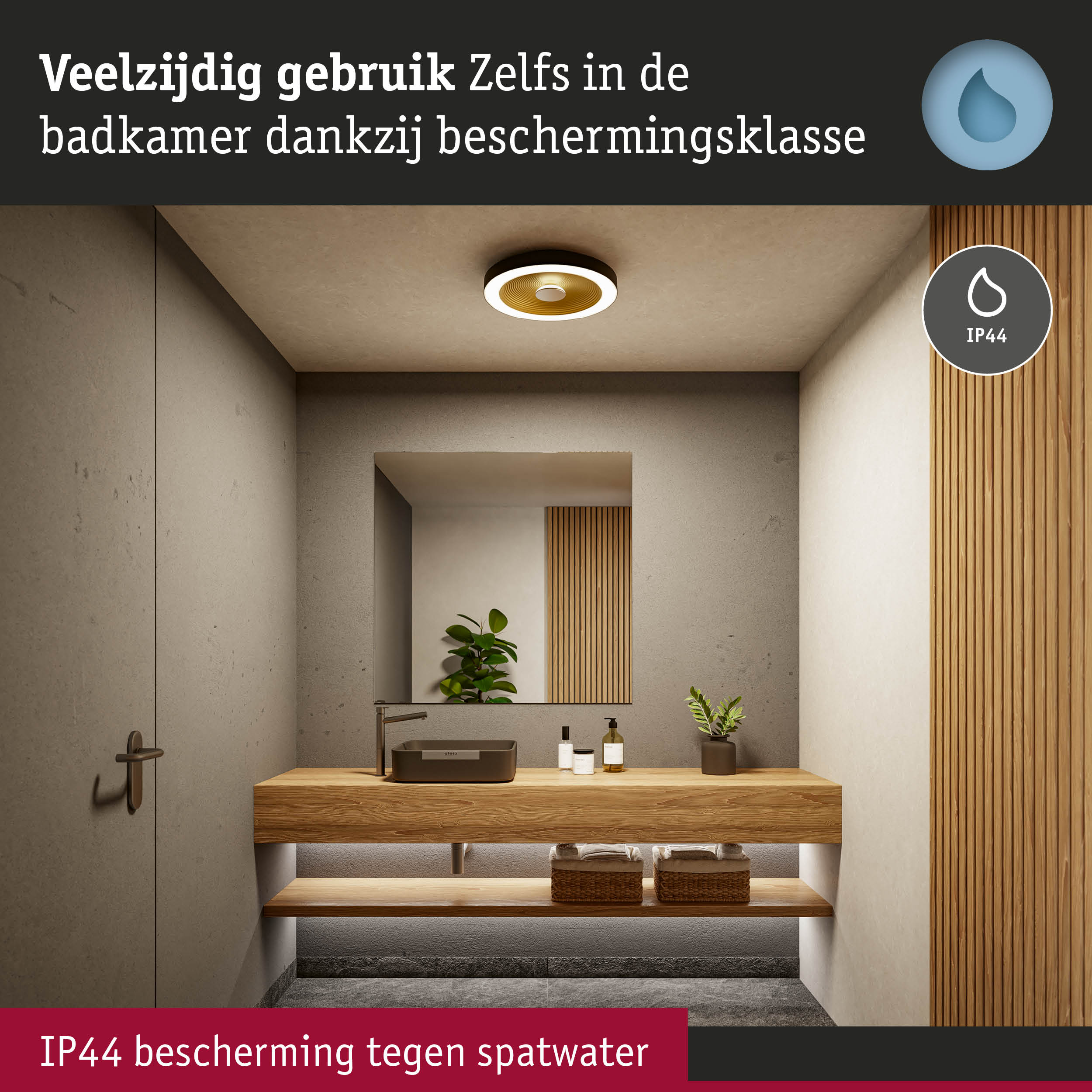 Moderne badkamerverlichting met IP44 beschermingsklasse tegen spatwater en veelzijdig gebruik