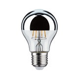LED-Glühbirne mit silberner Spiegelkappe und transparentem Glas für energiesparende Beleuchtung