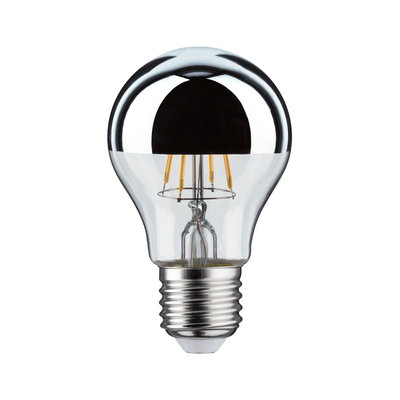 Ampoule LED avec capuchon miroir argenté et verre transparent pour éclairage économique