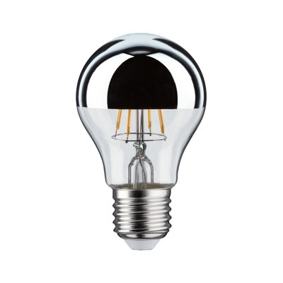 Ampoule LED avec capuchon miroir argenté et verre transparent pour éclairage économique