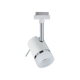 Moderne witte LED-spot met chromen ring en verstelbare kop voor flexibele verlichting