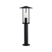 Sort metal udendørslampe med klart glas og synlig LED-pære til havebelysning