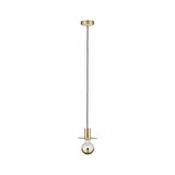 Suspension moderne en laiton avec câble noir et ampoule semi-transparente pour éclairage intérieur