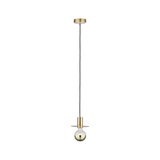 Modern brass pendant light with black cord and half-transparent bulb for stylish home lighting