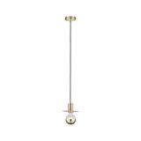Modern brass pendant light with black cord and half-transparent bulb for stylish home lighting