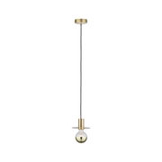 Moderne Pendelleuchte aus Messing mit schwarzem Kabel und dekorativer Glühbirne für Wohnräume