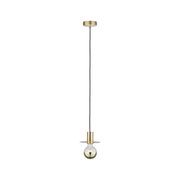 Moderne Pendelleuchte aus Messing mit schwarzem Kabel und dekorativer Glühbirne für Wohnräume