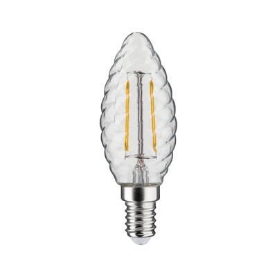 LED-Leuchtmittel in klarer Glasform mit gedrehtem Design und E14-Fassung für dekorative Beleuchtung