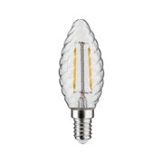Clear glass LED bulb with twisted design and E14 base for decorative lighting solutions
