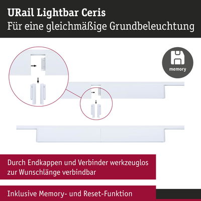 Weiße URail Lightbar Ceris für gleichmäßige Grundbeleuchtung mit Memory- und Reset-Funktion