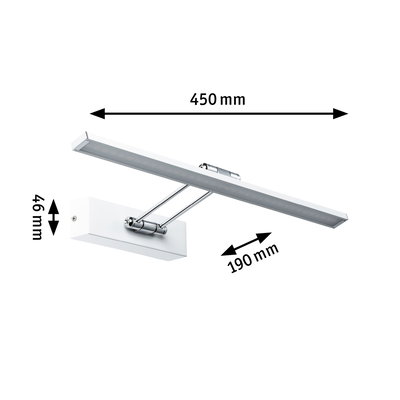 Witte metalen LED-wandlamp met verstelbare arm, 450 mm lang, geschikt voor moderne binnenverlichting