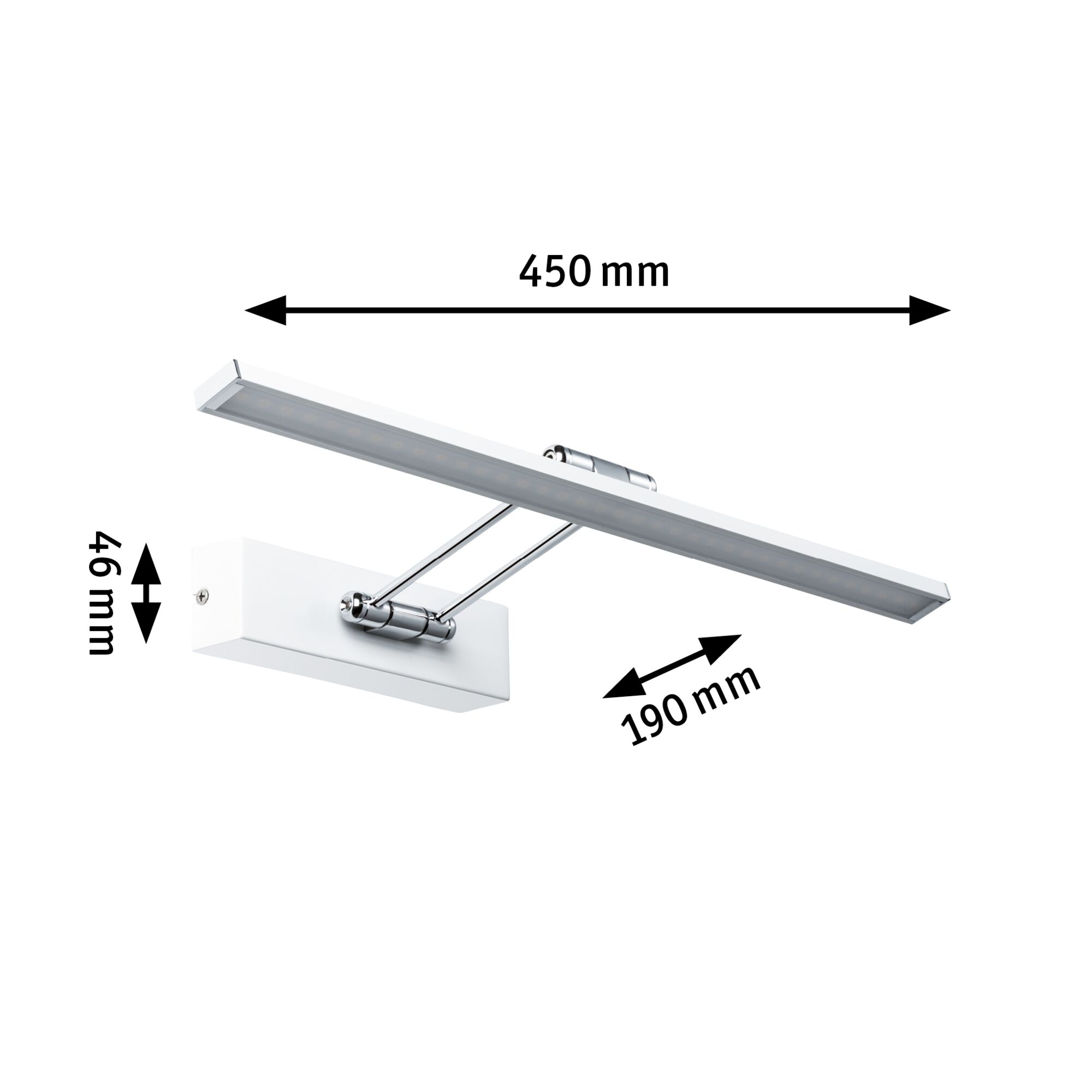 Weiße LED-Wandleuchte aus Metall mit verstellbarem Arm und 450 mm Länge für moderne Innenbeleuchtung