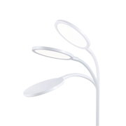 White LED lamp with flexible arms and round light panels for modern lighting solutions