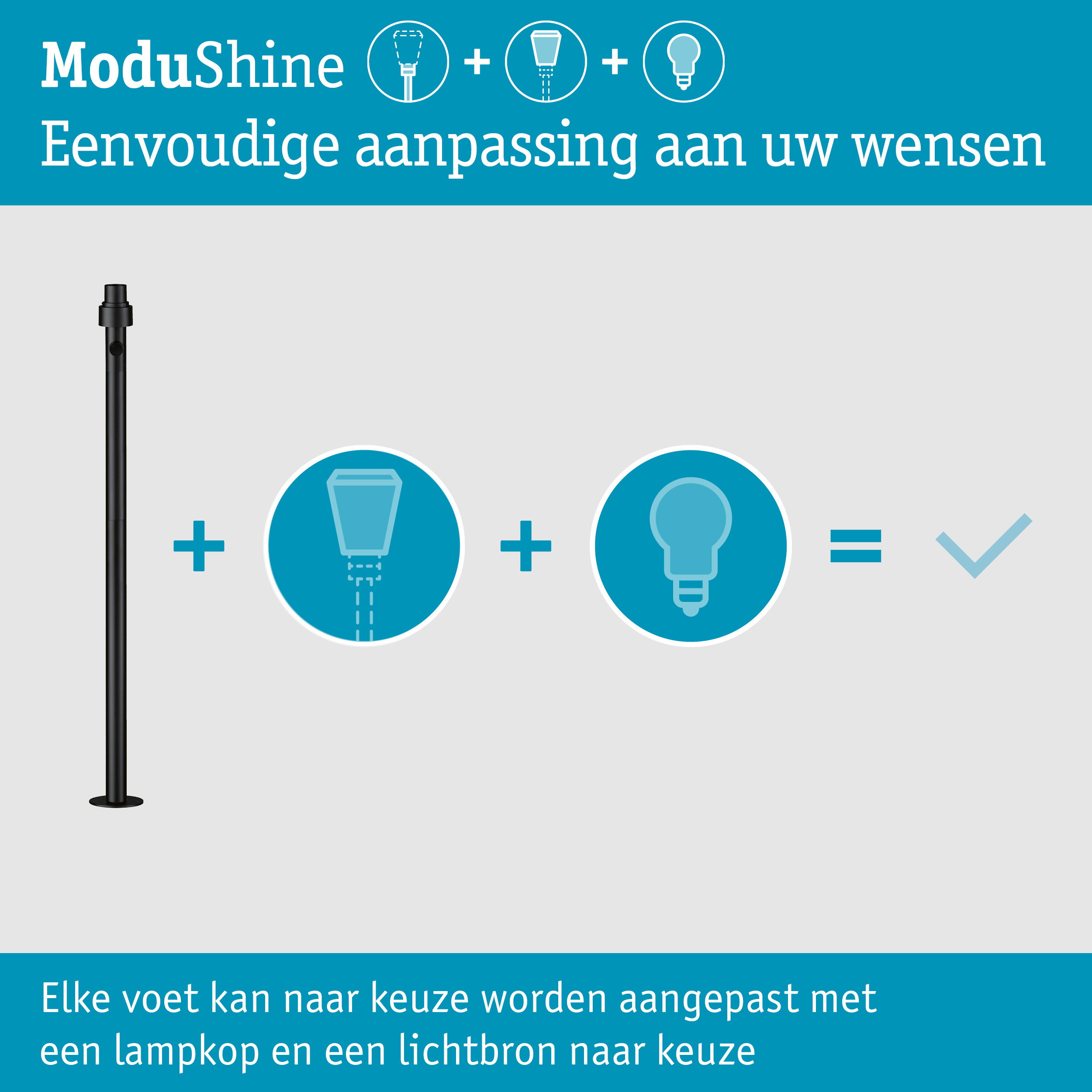 ModuShine Paaltje Middel IP44 1230mm langwerpig Antraciet