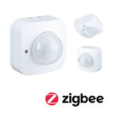 Détecteur de mouvement Zigbee blanc avec capteur en dôme pour contrôle d'éclairage intelligent.