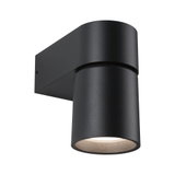 Schwarze Aluminium-Wandleuchte mit zylindrischem Design für moderne LED-Außenbeleuchtung.