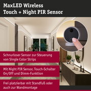 MaxLED Wireless Touch Sensor in Grau mit Nacht-PIR für Single Color LED-Strips zur kabellosen Steuerung