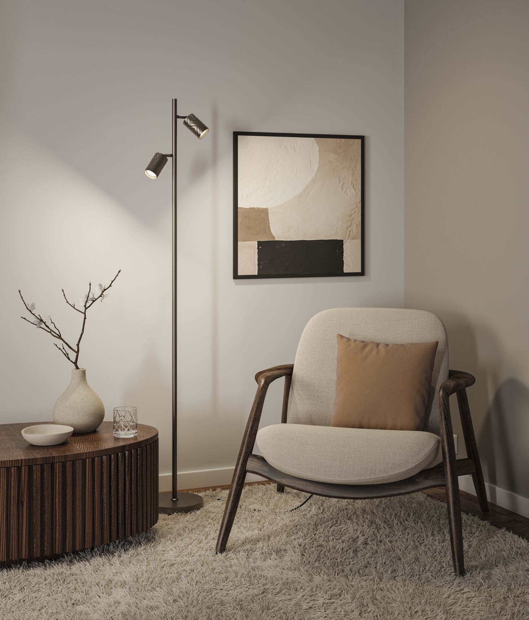 Staande lamp Loreva 1575mm max. 2x7W Titaanium