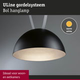 Zwarte ULine Bol hanglamp met warmwit licht, ideaal voor woon- en eetkamerverlichting