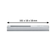 Srebrny łącznik szyn aluminiowych o wymiarach 161 x 18 x 18 mm do oświetlenia LED