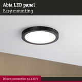 Abia black LED panel with white light, easy mounting, direct 230V connection for ceiling lighting