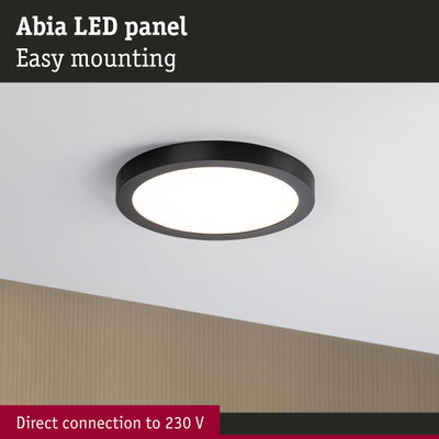 Abia black LED panel with white light, easy mounting, direct 230V connection for ceiling lighting