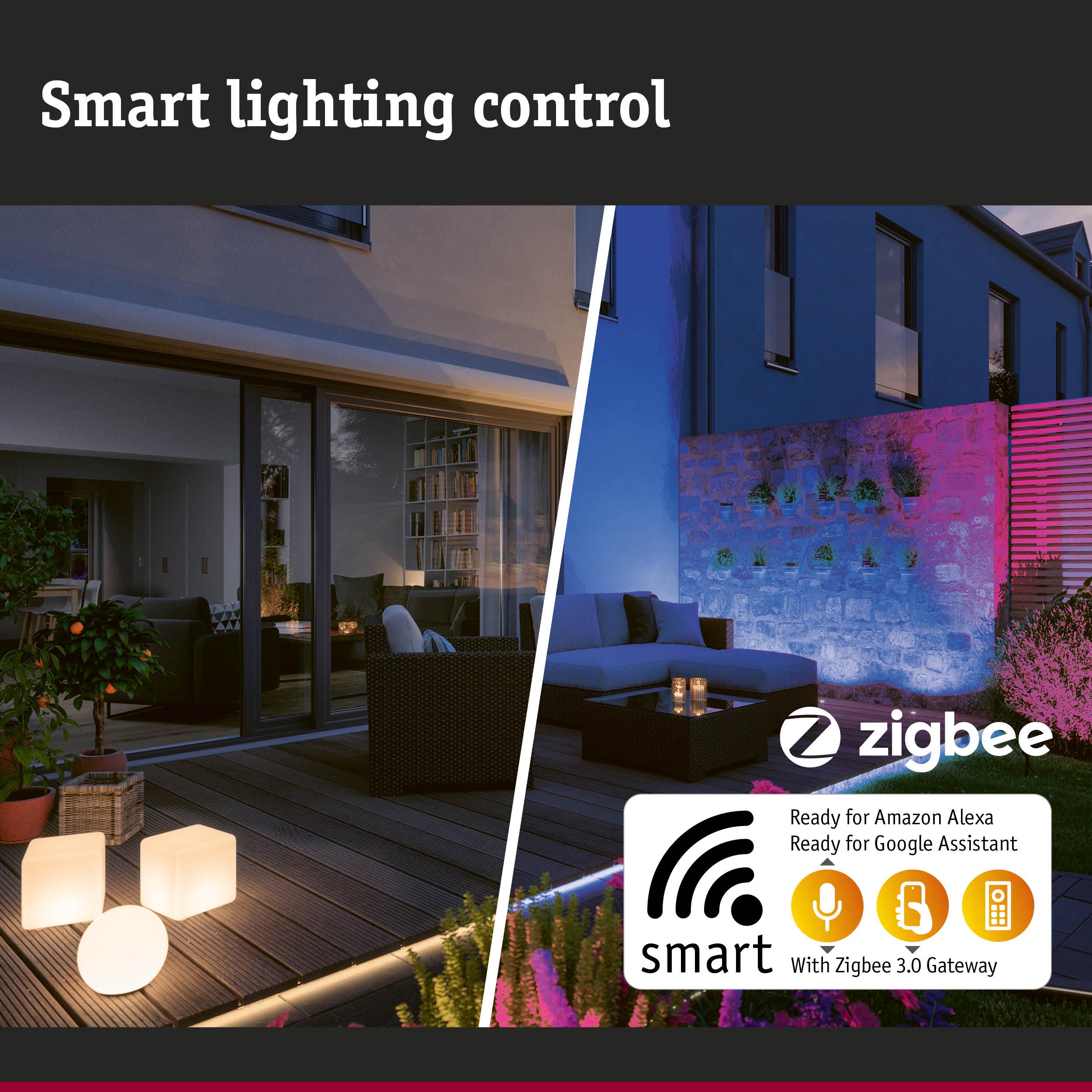 Contrôle d'éclairage intelligent avec passerelle Zigbee 3.0 compatible Alexa et Google Assistant pour extérieur
