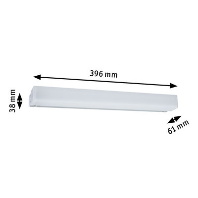 Hvid LED-væglampe i plastik med målene 396x61x38 mm til moderne indendørs belysning