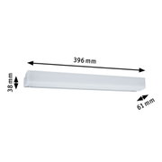 Hvid LED-væglampe i plastik med mål 396x61x38 mm til moderne indendørs belysning